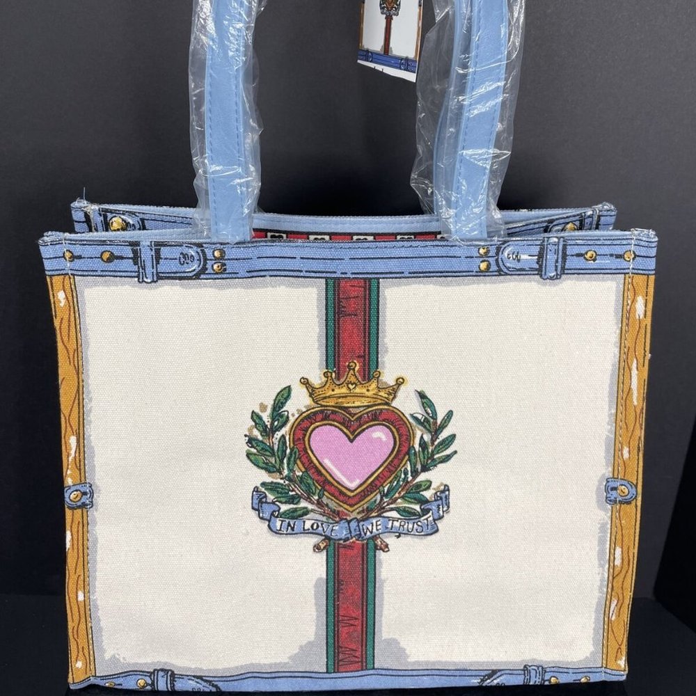 Brighton “In Love We Trust" Canvas Tote Bag w/Tom Clancy Artwork - NWT